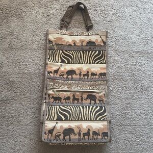 VTG Jade Tapestry Safari Shopping Travel Rolling/Tote Bag Collapsible 28”
